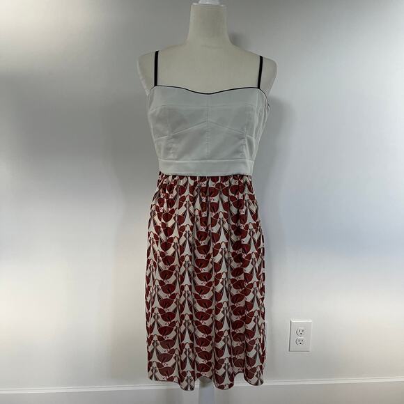 Fossil Rosalie Spaghetti Strap Sleeveless Dress Bird Print sz 10 - Picture 1 of 7